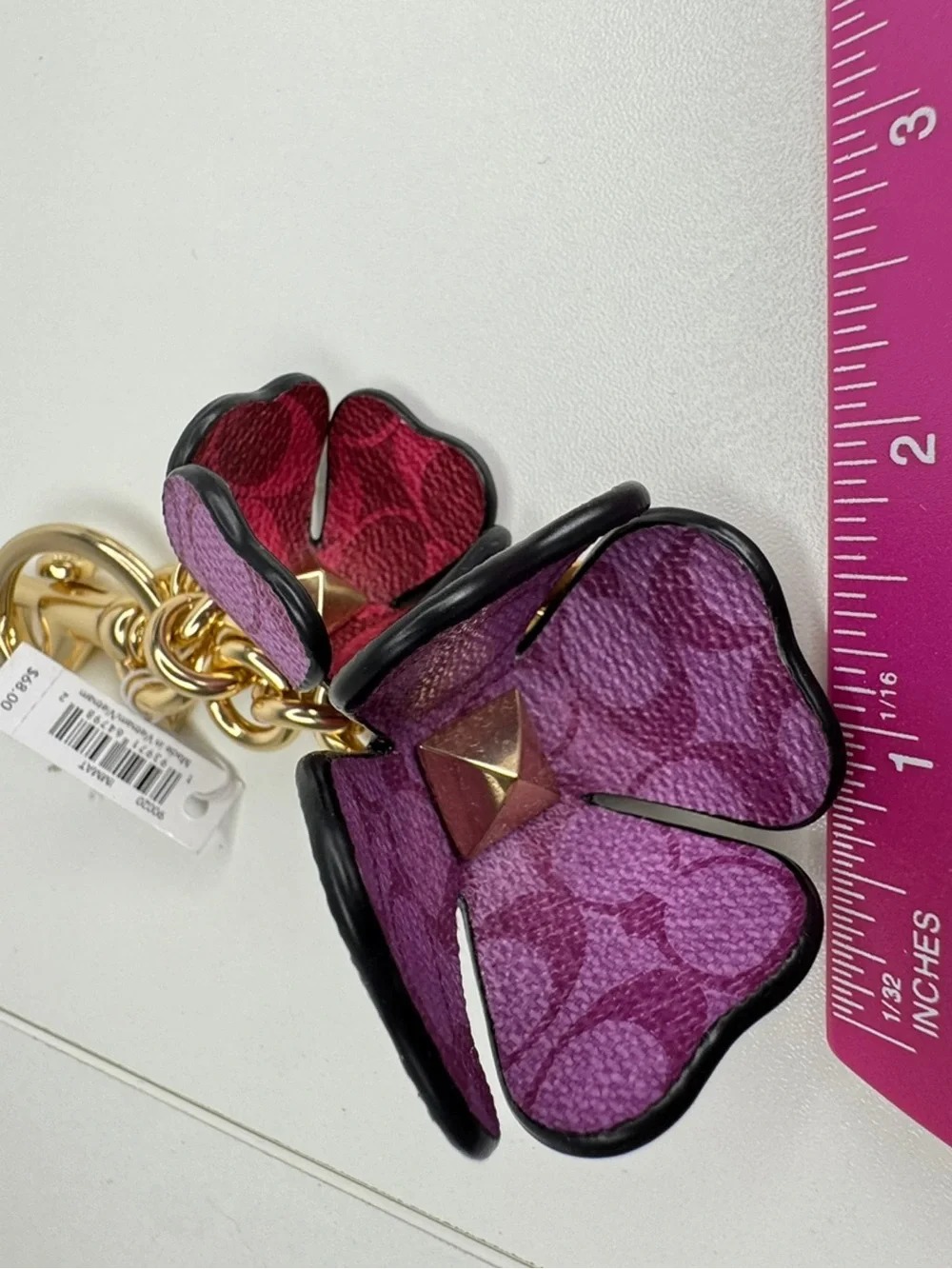 Coach Signature C Pink And Purple Gold Fob Charm Keychain NWT - Picture 13 of 14
